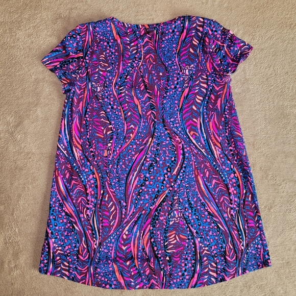 Lilly Pulitzer Etta V-Neck Top Blue Flare Always Pawsitive size XS​ - Picture 7 of 10